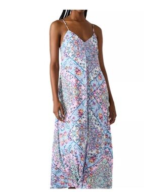 Steve Madden Blue and Pink Floral Maxi Dress